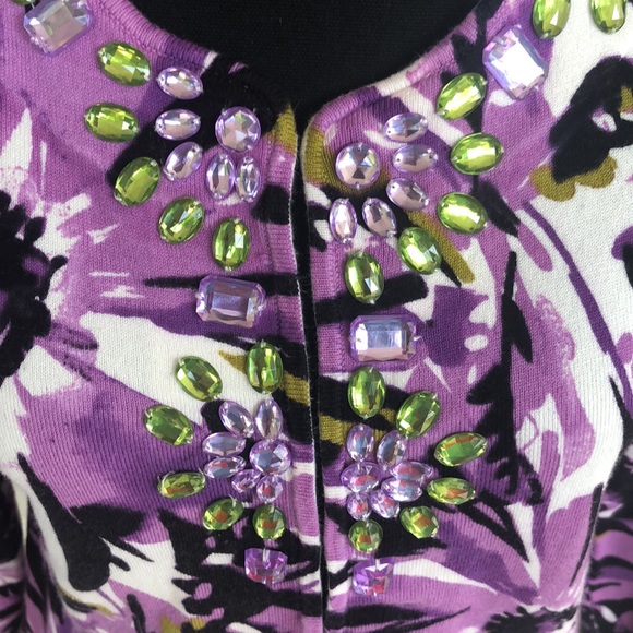 Style & Co women’s long sleeve embellished hook and eye floral blouse size Small - Picture 6 of 11